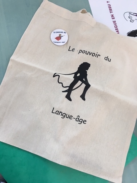 Sac floqué le pouvoir du langue-âge