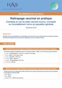 2 - Recommandations HAS - Fiche synthèse des rattrapages vaccinaux